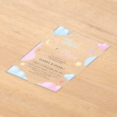 Waterverf Wolken & Sterren Spaans Geslacht Onthull Acryl Uitnodigingen (Laagn)