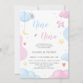 Waterverf Wolken & Sterren Spaans Geslacht Onthull Kaart (Voorkant)