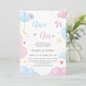 Waterverf Wolken & Sterren Spaans Geslacht Onthull Kaart (Staand voorkant)