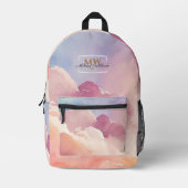 Waterverf Wolken Zwart Goud Monogram Naam Script Bedrukte Rugzak (Voorkant)