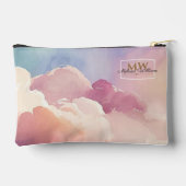 Waterverf Wolken Zwart Goud Monogram Naam Script Etui (Achterkant)