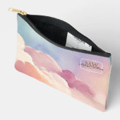 Waterverf Wolken Zwart Goud Monogram Naam Script Etui (Open)