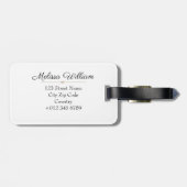 Waterverf Wolken Zwart Wit Monogram Naam Bagagelabel (Achterkant horizontaal)