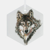 Waterverf Wolven Natuur in het wild Glas Ornament (Achterkant)