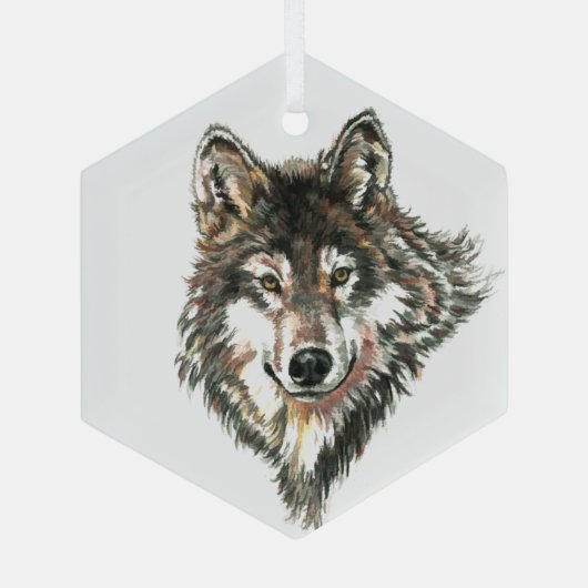 Waterverf Wolven Natuur in het wild Glas Ornament (Achterkant)