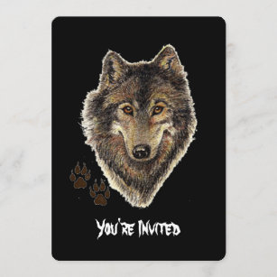 Waterverf Wolves Quote Wild Wolf Birthday Invite Kaart