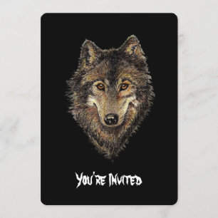 Waterverf Wolves Quote Wild Wolf Birthday Invite Kaart