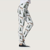 Waterverf Wolves Sneeuw Bedekte Dennenbomen Leggings (Rechts)
