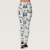 Waterverf Wolves Sneeuw Bedekte Dennenbomen Leggings (Achterkant)