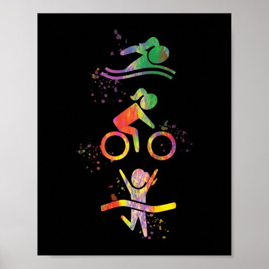 Waterverf Womens Triathlon Poster (Voorkant)