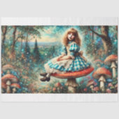 Waterverf Wonderland Alice Mushroom Art Decoupage Tissuepapier (Voorkant)