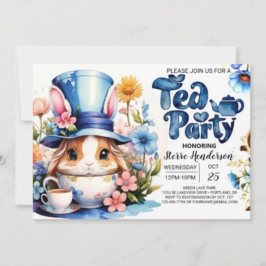 Waterverf Wonderland Boy Baby shower Tea Party Kaart (Voorkant)