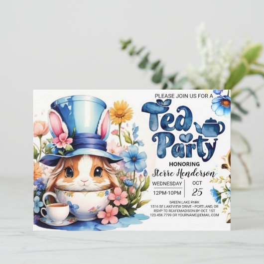 Waterverf Wonderland Boy Baby shower Tea Party Kaart (Staand voorkant)