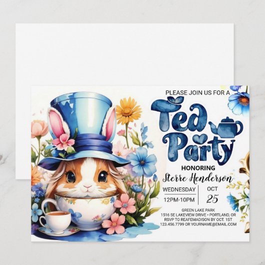 Waterverf Wonderland Boy Baby shower Tea Party Kaart (Voorkant / Achterkant)