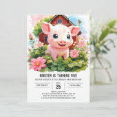 Waterverf Wonderland Farmyard Meisje Verjaardag Kaart (Staand voorkant)