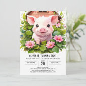 Waterverf Wonderland Meisje Varken Verjaardag Kaart (Staand voorkant)