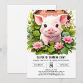 Waterverf Wonderland Meisje Varken Verjaardag Kaart (Voorkant / Achterkant)