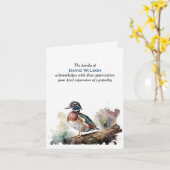 Waterverf Wood Duck Sympathie Kaart (Gele Bloem)