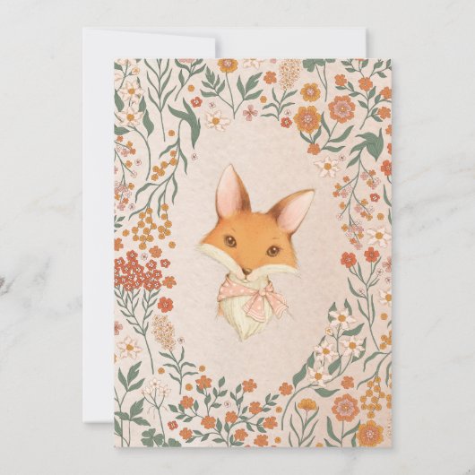 Waterverf Woodand Fox Rustiek Meisje Baby shower Kaart (Achterkant)