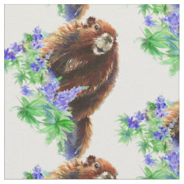 Waterverf Woodchuck, Marmot, Groundhog Dierenkunst Stof