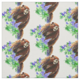 Waterverf Woodchuck, Marmot, Groundhog Dierenkunst Stof