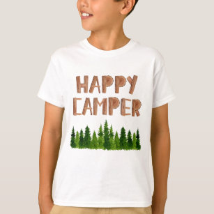 Waterverf Wooden Happy Camper Pine Trees T-shirt