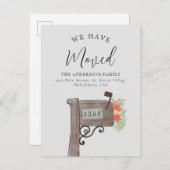 Waterverf Wooden Mailbox New Home Bewegend Grey Aankondigingskaart (Voorkant / Achterkant)