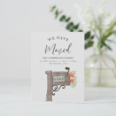 Waterverf Wooden Mailbox New Home Bewegend Grey Aankondigingskaart (Staand voorkant)