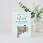 Waterverf Wooden Mailbox New Home Movement Announc Aankondigingskaart (Staand voorkant)