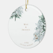 Waterverf Woodland 1e jaar getrouwd Keramisch Ornament (Links)