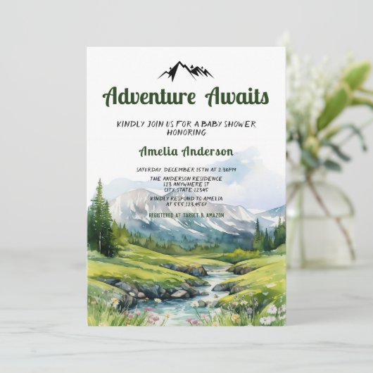 Waterverf Woodland Adventure wacht op Baby shower Kaart (Staand voorkant)