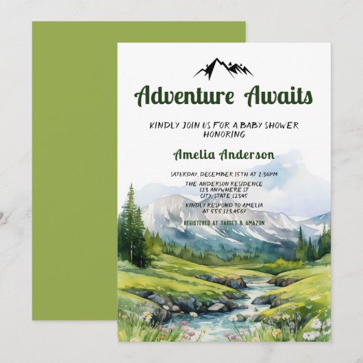 Waterverf Woodland Adventure wacht op Baby shower Kaart (Voorkant / Achterkant)