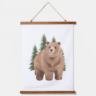 Waterverf Woodland Animal Beer kinderkamer decor Hangend Wandkleed