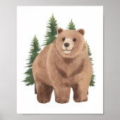 Waterverf Woodland Animal Beer kinderkamer decor Poster (Voorkant)
