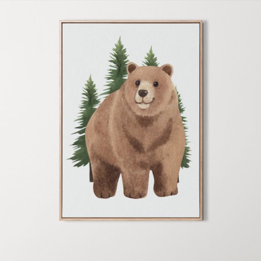 Waterverf Woodland Animal Beer kinderkamer decor Poster