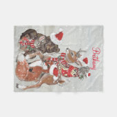 Waterverf Woodland Animal Christmas Snow Custom Fleece Deken (Voorkant (Horizontaal))