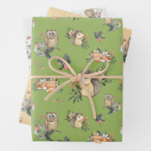 Waterverf Woodland Animal Gift Wrapping Paper Set (In situ)