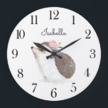 Waterverf Woodland Animal Hedegel Nursery Grote Klok<br><div class="desc">Een griezelige,  schattige waterverf boort dierlijk egeltje voor het kweken van een baby,  kweekvijver. Een perfect baby shower of nieuw babygeschenk. Voeg de naam van uw baby toe aan de sjabloon of verwijder gewoon de naam.</div>