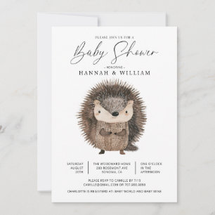 Waterverf Woodland Animal Hedgehog Baby shower Kaart