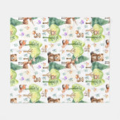 Waterverf Woodland Animal Nursery Kinderkamer Fleece Deken (Voorkant (Horizontaal))