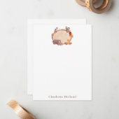 Waterverf Woodland Animal Personalized Stationery Notitiekaartje (Voorkant / Achterkant in situ)