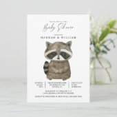 Waterverf Woodland Animal Raccoon Baby shower Kaart (Staand voorkant)