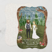 Waterverf Woodland Animal Wedding Invitation Kaart (Voorkant / Achterkant)