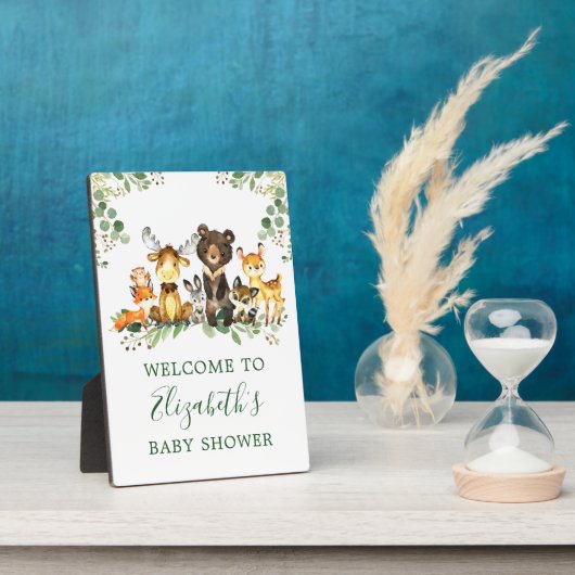 Waterverf Woodland Animals Baby shower 5x7 Fotoplaat (Zijkant)