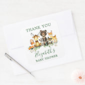 Waterverf Woodland Animals Baby shower Favor Vierkante Sticker (Envelop)