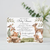 Waterverf Woodland Animals Baby shower Invitation Bedankkaart (Staand voorkant)