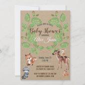 Waterverf Woodland Animals Baby shower Invitation Kaart (Voorkant)
