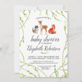 Waterverf Woodland Animals Baby shower Invitation Kaart (Voorkant)