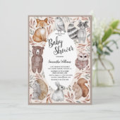 Waterverf Woodland Animals Baby shower Kaart (Staand voorkant)