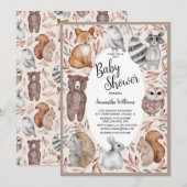 Waterverf Woodland Animals Baby shower Kaart (Voorkant / Achterkant)